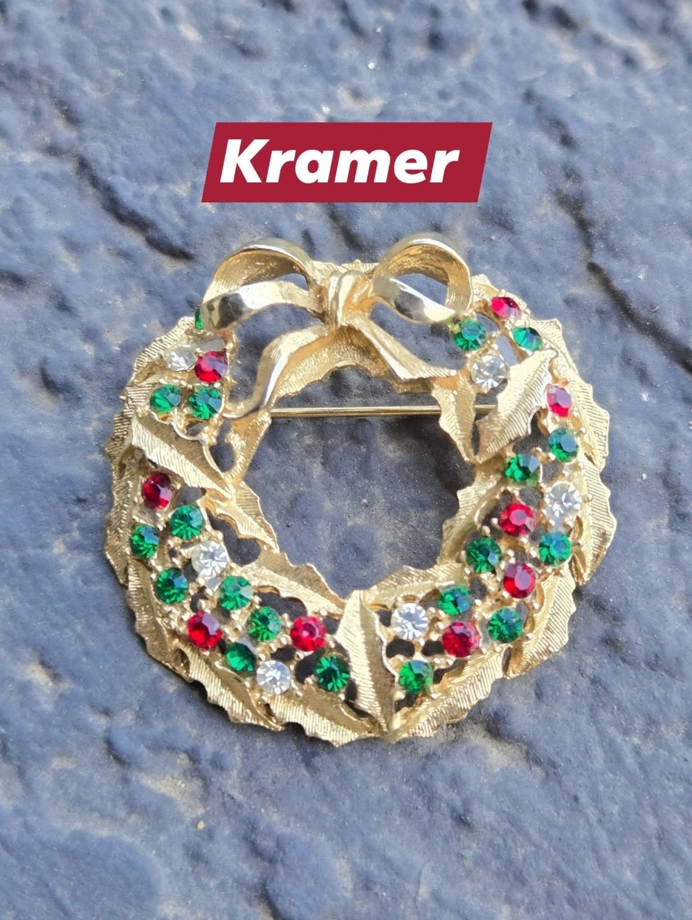 Vintage Kramer Christmas Wreath Brooch